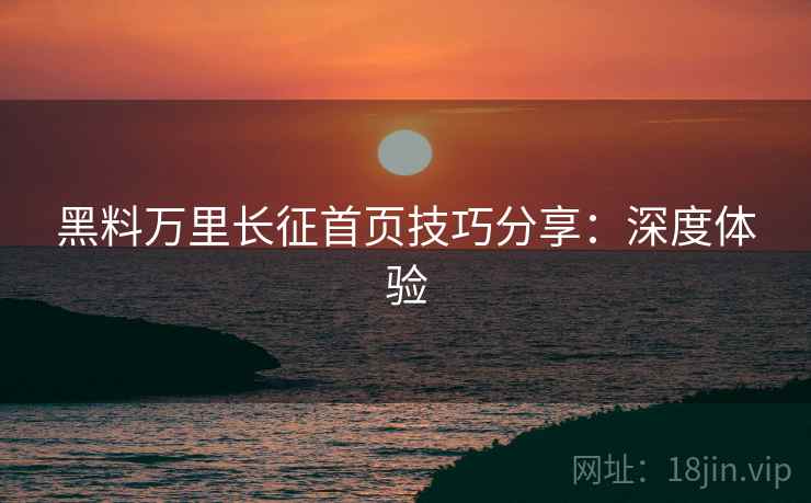 黑料万里长征首页技巧分享：深度体验