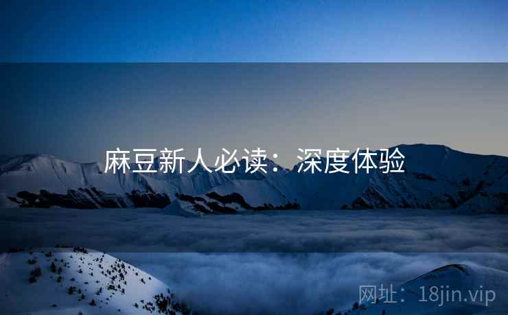 麻豆新人必读：深度体验